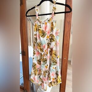 SO Girls - White Maxi Skirt with Pink & Green Tropical Print